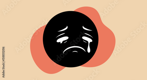 Abstract Crying Face with Tears Sadness Concept.