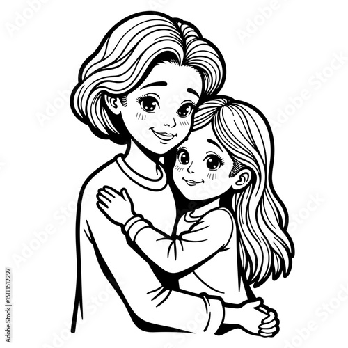 Grandmother hugging granddaughter – Family love and connection, embracing joy