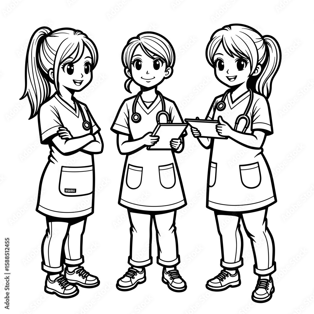 Nurse team briefing – Healthcare professionals discussing patient care Nurse team briefing – Healthcare professionals discussing patient care