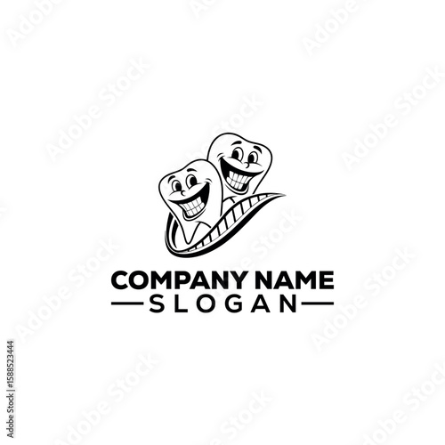 Happy Cartoon Tooth Mascot Logo Design