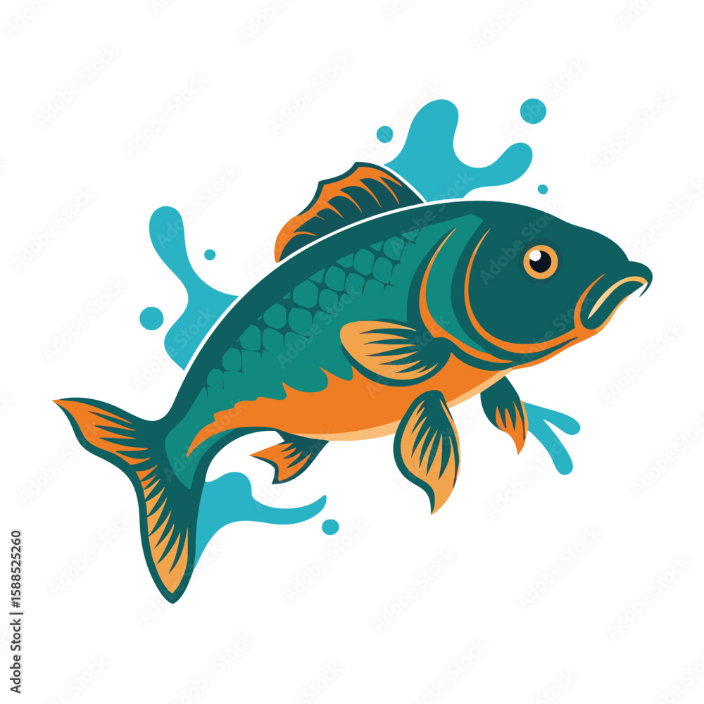 Fototapeta premium a Carp Fish Vector Illustration
