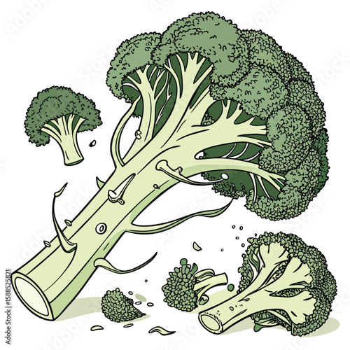 Fresh green broccoli vegetable illustration food healthy