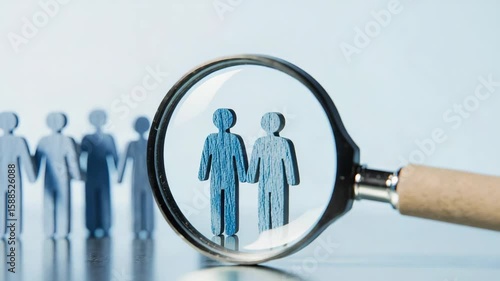 Magnifying Glass over Paper Cutout People