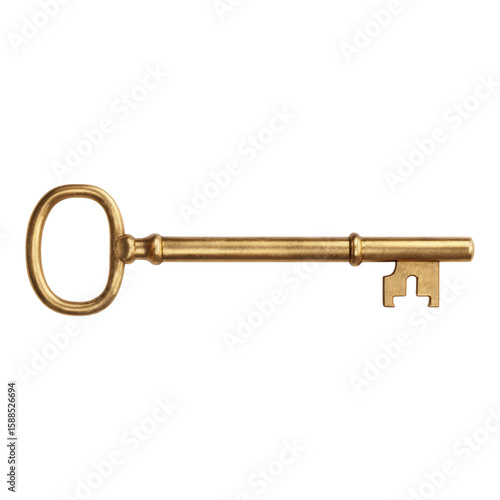 Isolated Transparent Gold Key on Dark Background