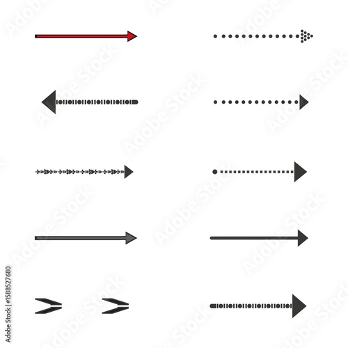 Colored arrow icons. Direction vector symbol. Vibrant red shape. Flat design style.