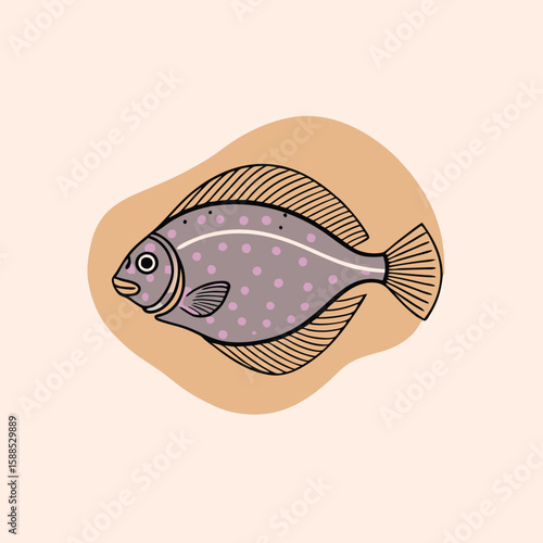 flounder fish vector illustration clipart, 