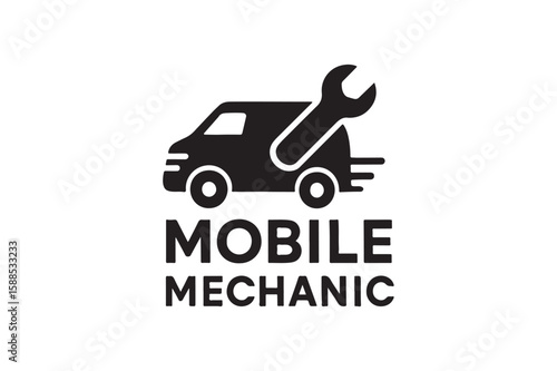 Modern mobile Mechanic repair Company Logo silhouette on white background.01