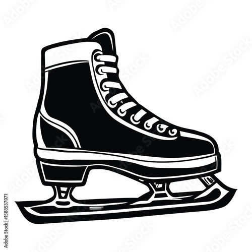 Black white ice skate footwear blade