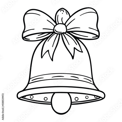 Festive bell with ribbon holiday decoration