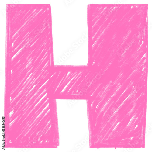 Handdrawn Alphabet Crayon Letters H