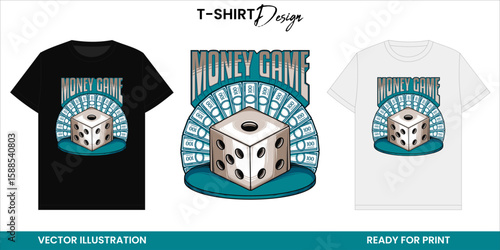 Money Game Dice Vector for T-shirt Design or Print and Sticker