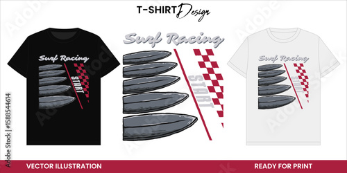 Vintage Surf Competition Vector T-shirt Design or Print and Sticker – Racing Start Style