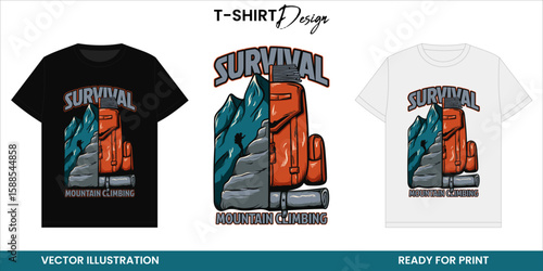 Adventure Survival Gear Vector T-shirt Design or Print and Sticker – Hiking and Nature Badge