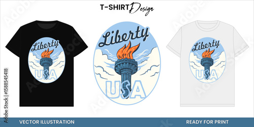 Burning Freedom Torch Vector T-shirt Design or Print and Sticker – Patriotic Symbol Art