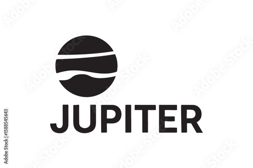 Sleek Modern Logo Design for Jupiter Rrand silhouette on white background.01