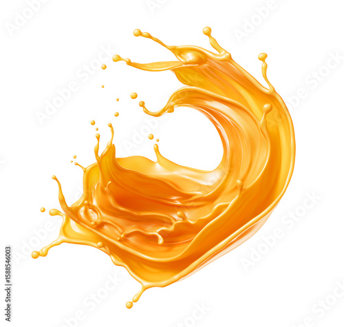 Billede på lærred Caramel sauce, Liquid syrup splash, sugar candy caramel or melted toffee