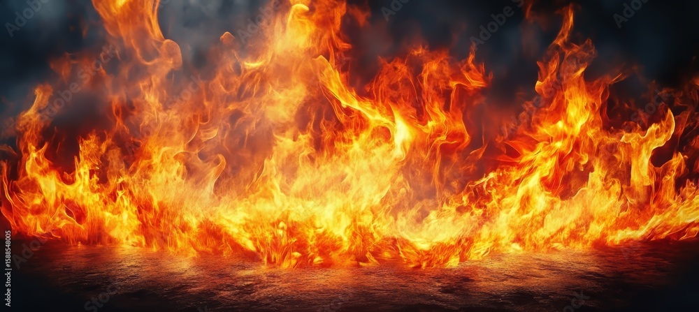 Obraz premium Dynamic and Intense Fiery Flames Creating a Captivating and Glowing Background for Visual Impact