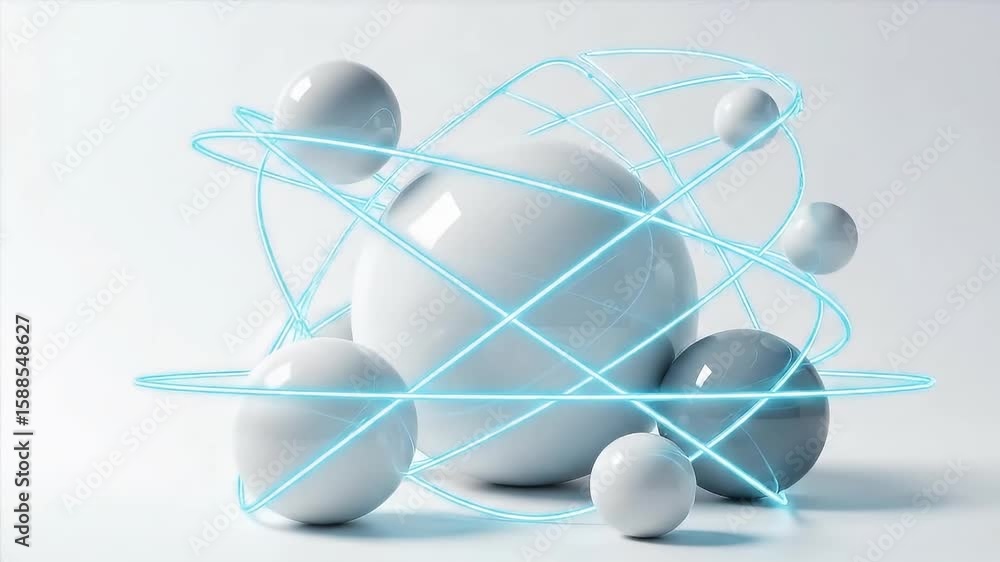 Abstract Composition of Glossy White and Gray Spheres on White Background Abstract Composition of Glossy White and Gray Spheres on White Background