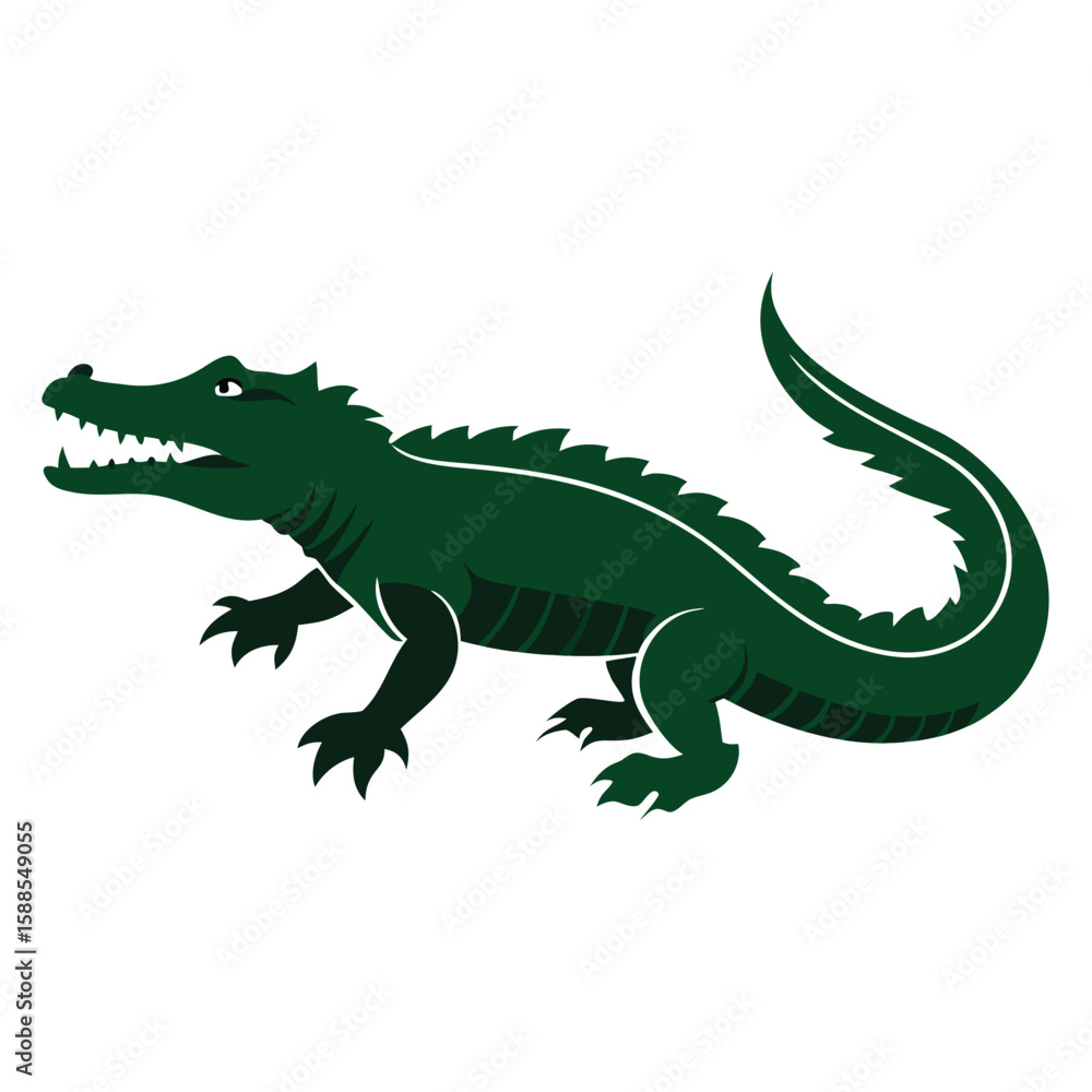 Obraz premium Green Crocodile Vector Isolated on White Background