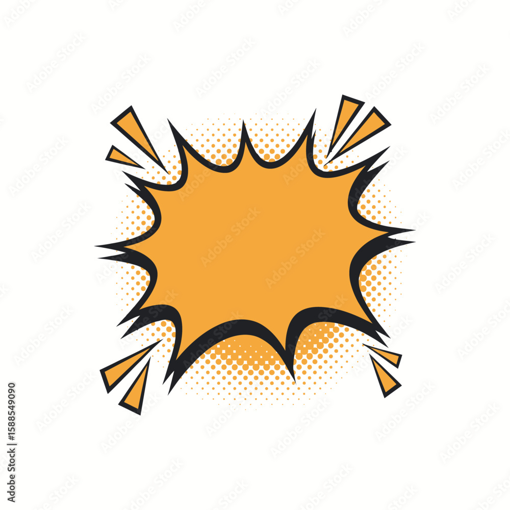 Orange explosion comic speech bubble black Orange explosion comic speech bubble black