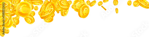 European Union Euro coins falling. Scattered gold