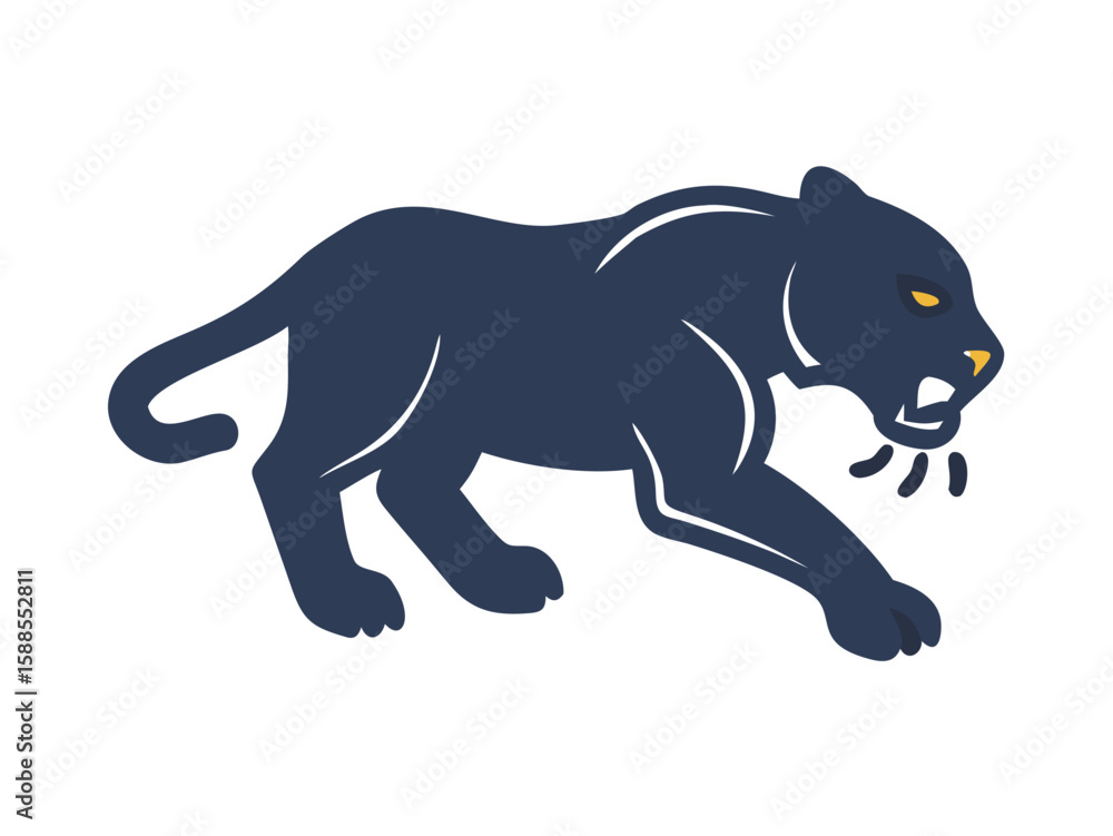 Fototapeta premium Powerful black panther logo design, perfect for a strong brand identity. A bold, stylized black panther graphic, perfect for logos, emblems, or branding materials.