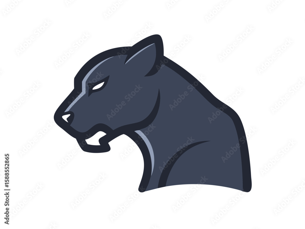 Fototapeta premium Powerful black panther logo design, perfect for a strong brand identity. A bold, stylized black panther graphic, perfect for logos, emblems, or branding materials.