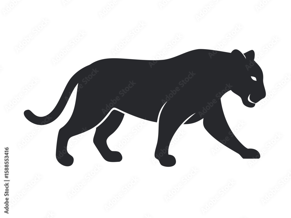 Obraz premium Powerful black panther logo design, perfect for a strong brand identity. A bold, stylized black panther graphic, perfect for logos, emblems, or branding materials.