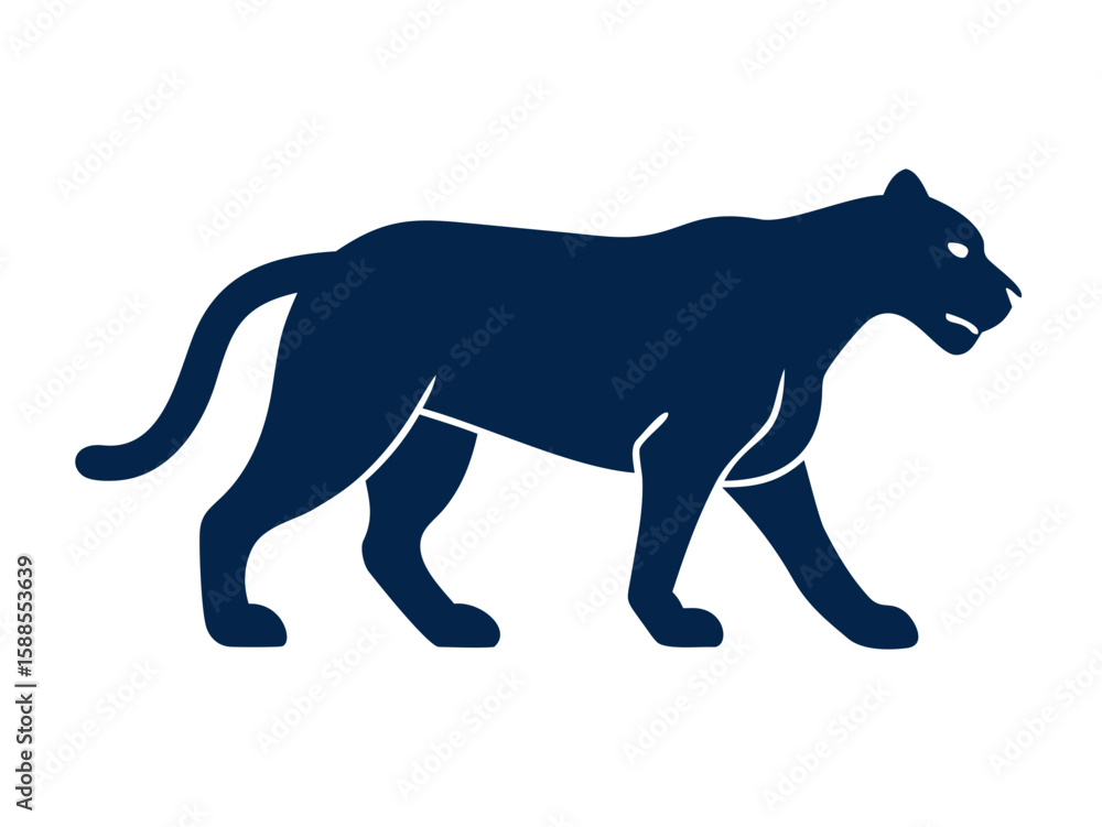 Obraz premium Powerful black panther logo design, perfect for a strong brand identity. A bold, stylized black panther graphic, perfect for logos, emblems, or branding materials.