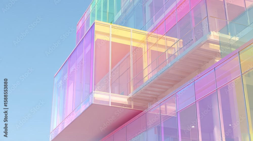 Obraz premium Abstract Pastel Glass Building Interior.
