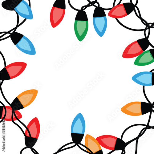 Colorful christmas string Lights border. vector illustration of an abstract background. christmas festive lights