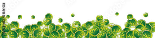 Vitamin Q10 round capsules scattered randomly.