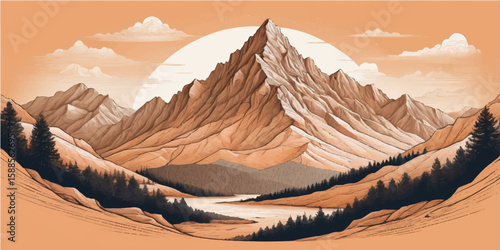 

A breathtaking panoramic view of snow-capped mountains and a vast desert valley under a dramatic sky at sunrise