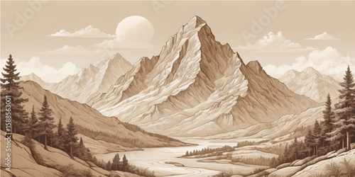 Snow-capped alpine peaks touch the sky in a panoramic winter mountain landscape