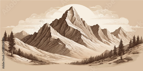 Snow-capped mountain peaks create a beautiful winter landscape under a clear sky
