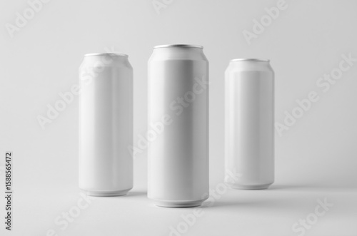 White large tall beer or soda aluminum can mockup.