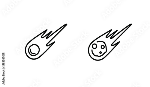 Two cartoon comet or meteor icons with tails and faces