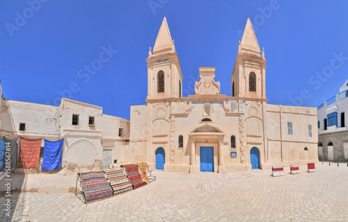 Colonial Saint Joseph Church in on Djerba island Tunisia