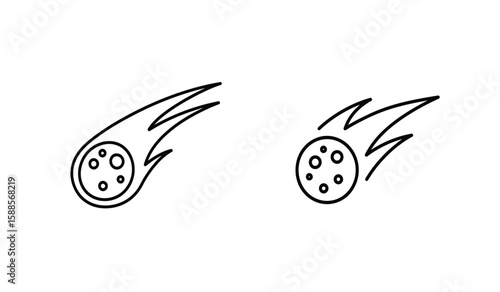 Simple Vector Illustration of Two Comets with Trails on White Background
