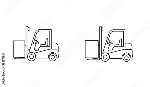Forklift Trucks Line Art Illustration on White Background for Industrial Concepts