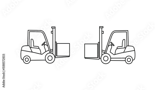 Forklift Trucks Outline Illustration Warehouse Vehicle Material Handling Equipment Logistics and Delivery