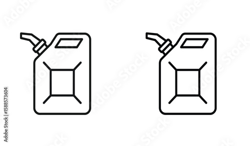 Two black outline jerrycan icons isolated on white background for design