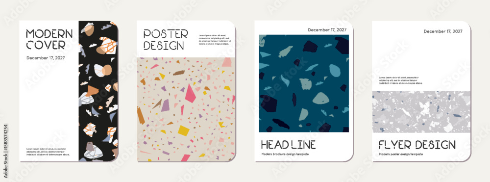Obraz premium School notebook cover design. Terrazzo abstract