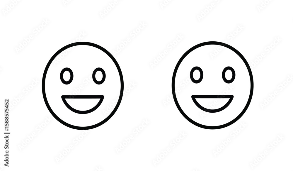 Fototapeta premium Two simple smiling faces in a minimalistic black and white design style