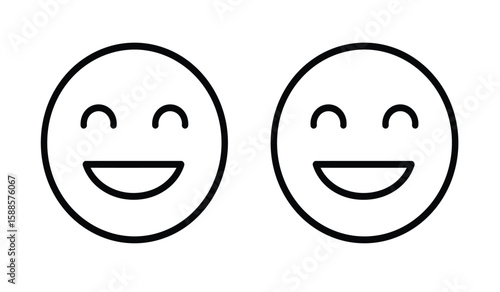 Two simple smiling faces outline style black on white background