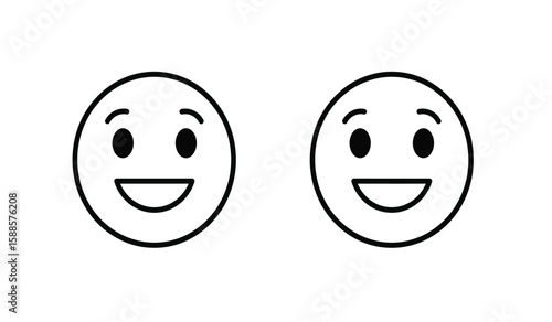Two simple smiling face emojis in black and white outline style