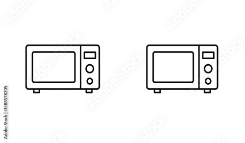 Microwave oven icon set in outline style for graphic design use