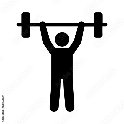 Weightlifter with barbell overhead icon representing strength and fitness