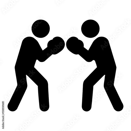 Boxing sport icon: two fighters sparring in competitive match