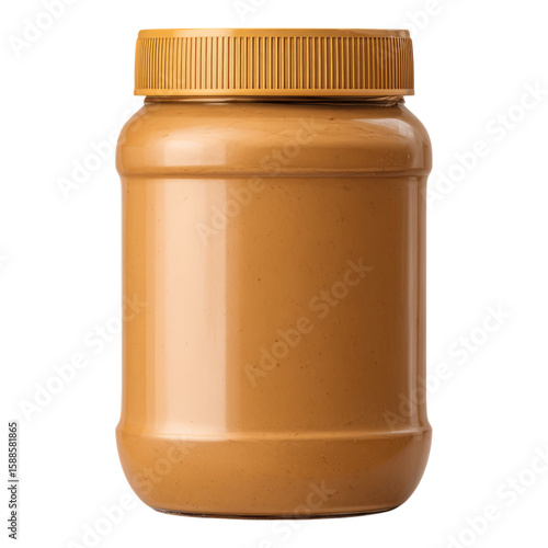Isolated Jar of Creamy Peanut Butter on Transparent Background